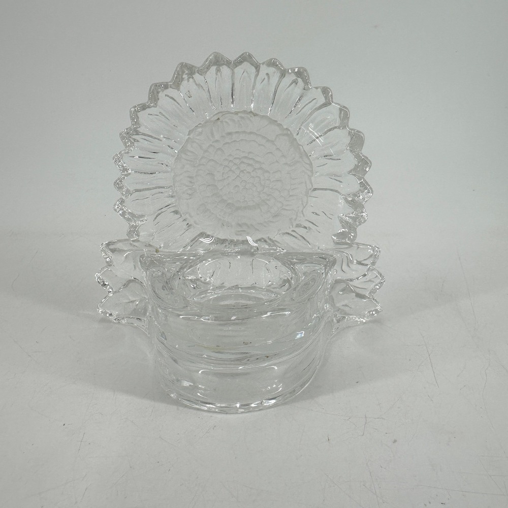PartyLite Clear Glass Sunflower Votive Tealight Candle Holder P0271 Floral Decor - Picture 3 of 8